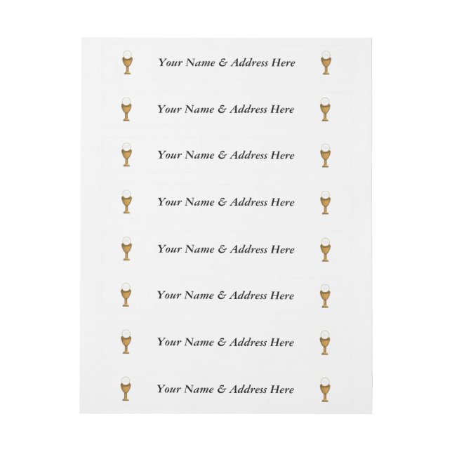 Golden Chalice and Host - Holy Communion Wrap Around Address Label (Sheet)