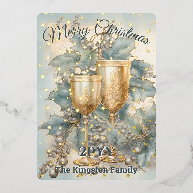 Golden Chalice Christmas  Foil Holiday Card (Front)