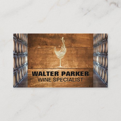 Golden Chalice Wine Splash  Wine Barrels Business Card