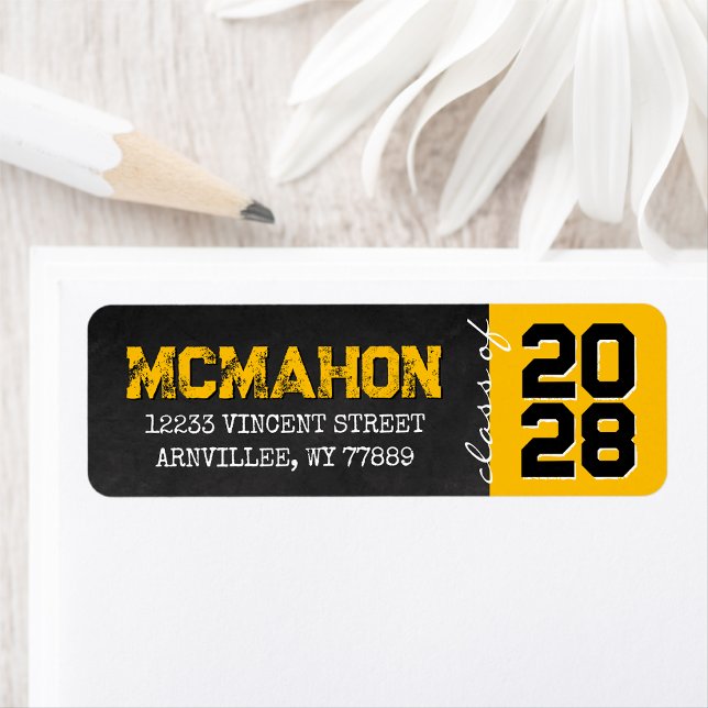 Golden Chalkboard Graduation Return Address Label (Matching Envelopes, Return Address Labels & Envelope Seals)