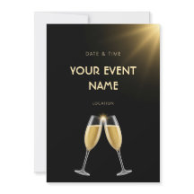 Golden Champagne Clink Black Glow