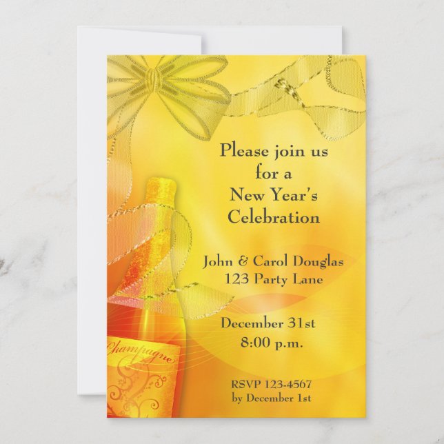 Golden Champagne Invitation (Front)