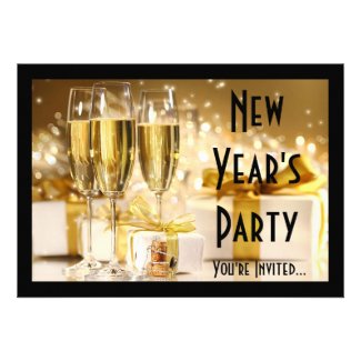 Golden Champagne New Year's Eve Custom Invite