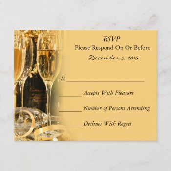 Golden Champagne Rsvp Card by NightSweatsDiva at Zazzle