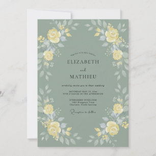 Golden Champagne Slate Petal Wedding Invitation