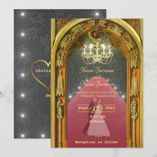 Golden chandelier invitation