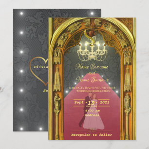 Golden chandelier invitation