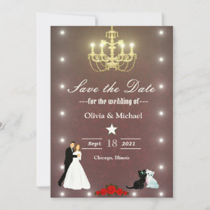 Golden chandelier save the date