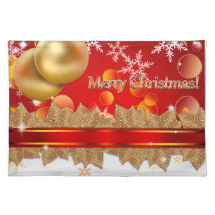 Golden Cheer: A Classic Christmas Celebration Cloth Placemat
