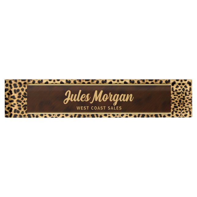 Golden Cheetah Animal Print for Her Name Plate (Front)