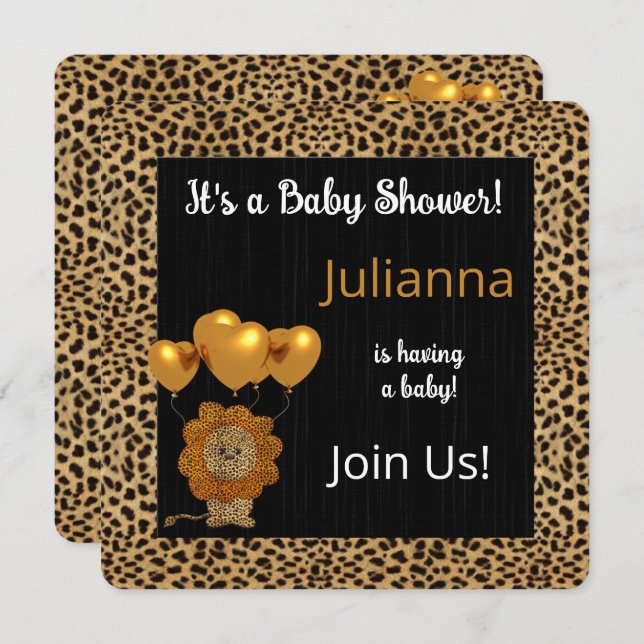 Golden Cheetah Print Baby Shower Invitation (Front/Back)