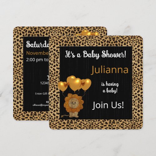 Baby Shower Invitation Cheetah Print