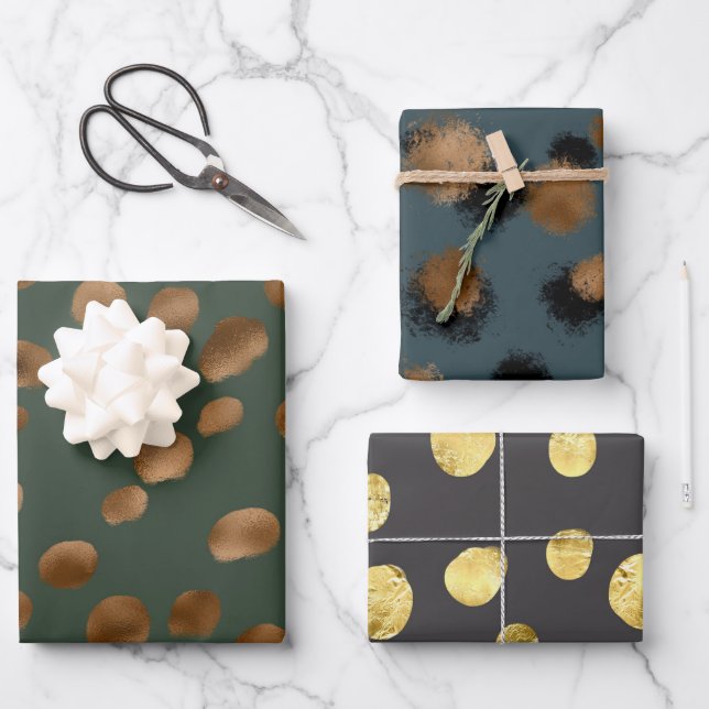 Golden cheetah skin pattern wrapping paper sheets (Front)