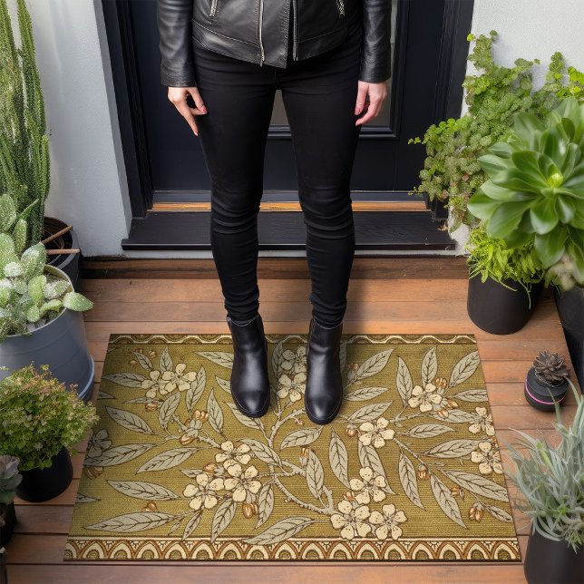 Golden Cherry Blossom Art Deco Walter Crane Doormat (Creator Uploaded)