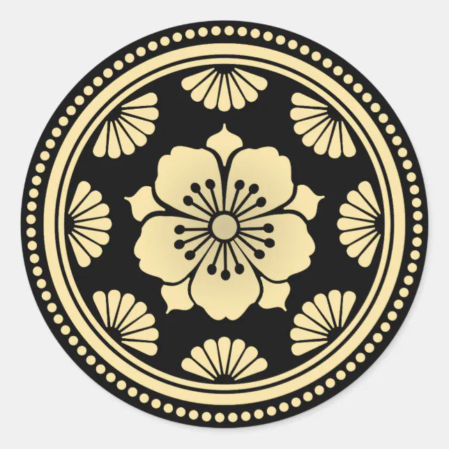 Golden Cherry Blossom Classic Round Sticker | Zazzle
