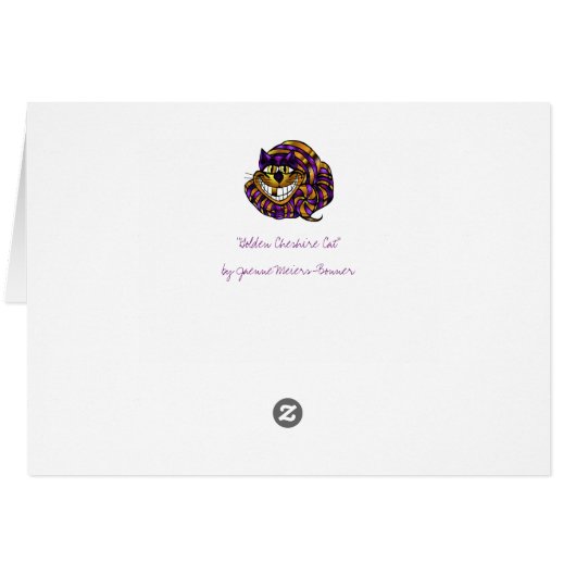 Golden Cheshire Cat Blank Card (Back Horizontal)