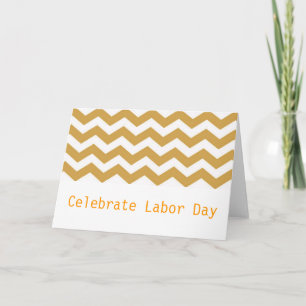 Golden chevron zigzag stripes labor day card