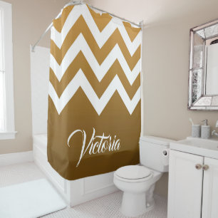 Golden Chevrons Shower Curtain