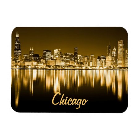 Golden Chicago Skyline Magnet