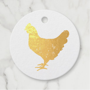 Golden chicken custom gold Foil Favor Tags