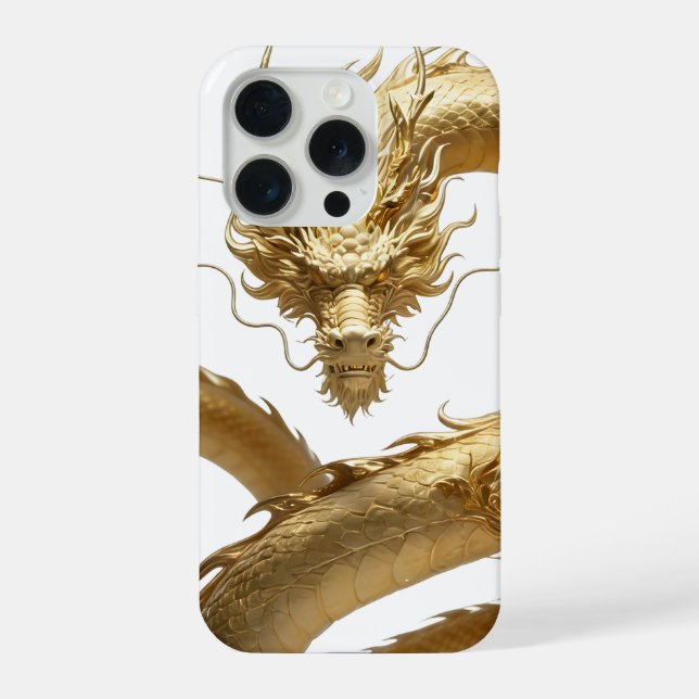 Golden Chinese Dragon Art | Mythical Creature Fant iPhone Case (Back)