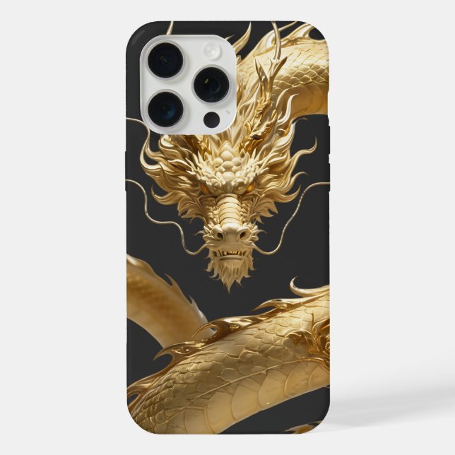 Golden Chinese Dragon Art | Mythical Creature Fant iPhone Case (Back)