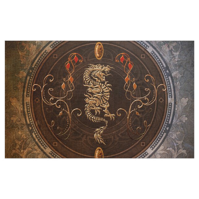 Golden chinese dragon fabric (Yard)