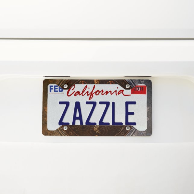 Golden chinese dragon license plate frame (On Car)