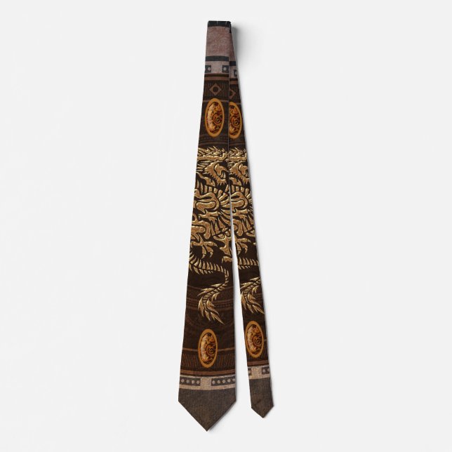 Golden chinese dragon neck tie (Front)