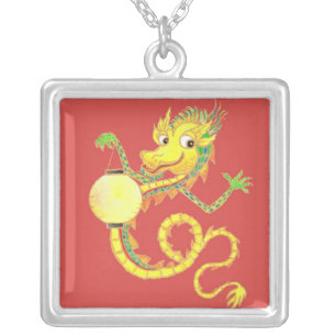 Golden Chinese Dragon Necklace