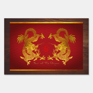 Golden Chinese Dragon with old Ideogram YS Sign