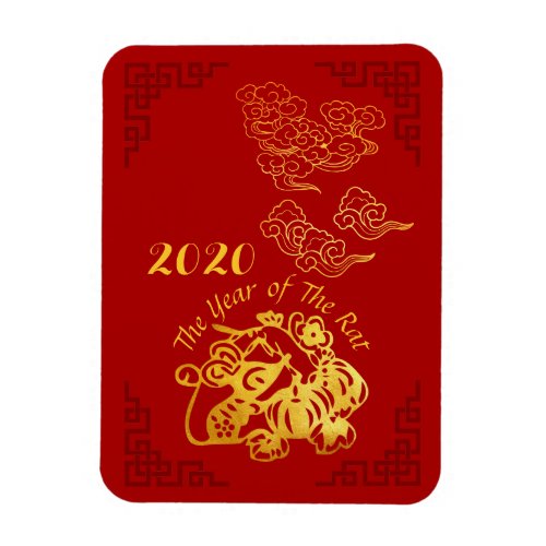 Golden Chinese Paper_cut Rat Year 2020 F Magnet