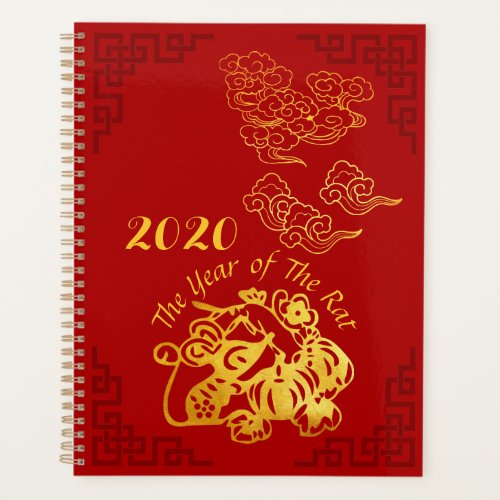 Golden Chinese Paper_cut Rat Year 2020 Planner