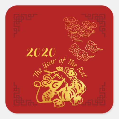 Golden Chinese Paper_cut Rat Year 2020 Sticker