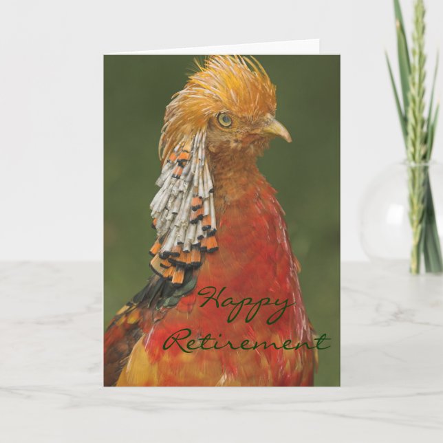 Golden/Chinese Pheasant Happy Retirement Card (Front)