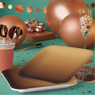 Golden Chocolate Brown Warm Colors Paper Plates