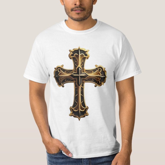 Golden Christ Cross  T-Shirt (Front)