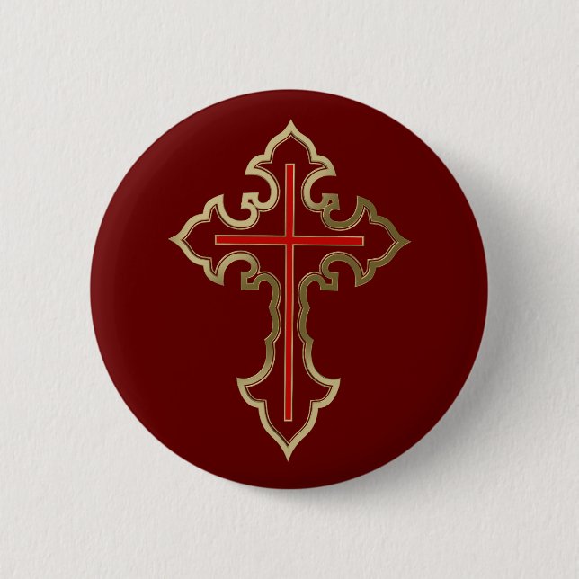 Golden Christian cross Button (Front)