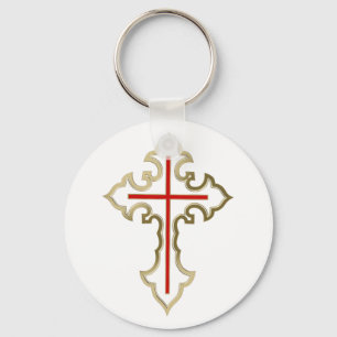 Golden Christian cross Keychain