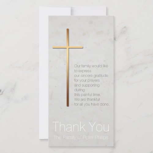 Golden Christian Cross Modern Sympathy Thank You