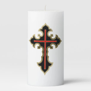 Golden Christian cross Pillar Candle