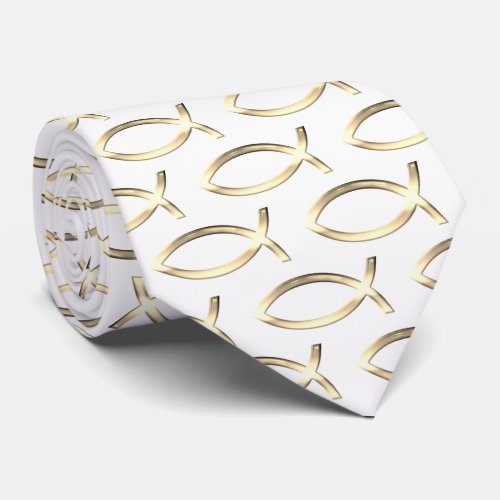 Golden Christian Fish  Faith Neck Tie