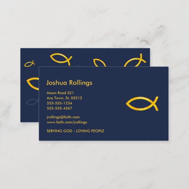 Golden Christian Fish | Inspirational Business Card (Front/Back)