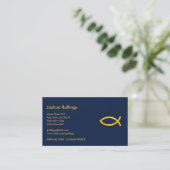 Golden Christian Fish | Inspirational Business Card (Standing Front)