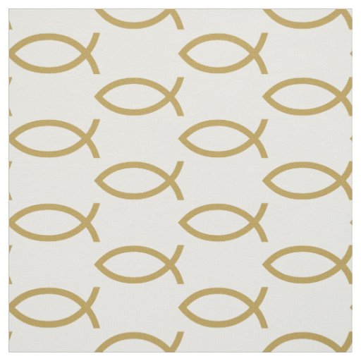 Golden Christian Fish Pattern Fabric