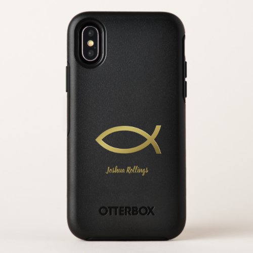 Golden Christian Fish Symbol  Faith OtterBox Symmetry iPhone X Case