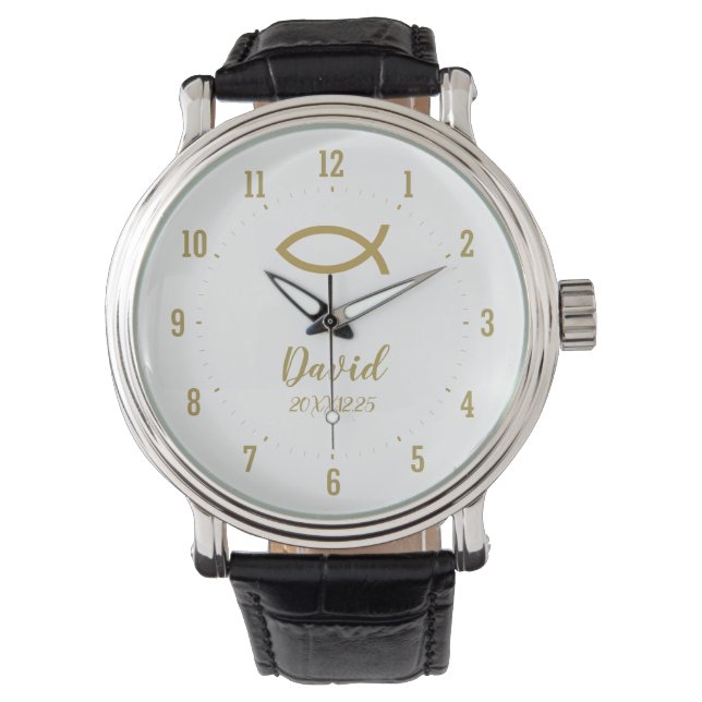 Golden Christian Fish Symbol Watch (Front)