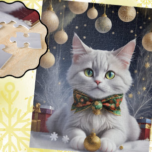 Golden Christmas and Kitty Jigsaw Puzzle