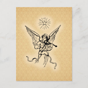 Golden Christmas Angel Holiday Postcard