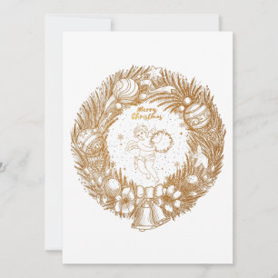 Golden Christmas Angel-Wreath-Merry Christmas